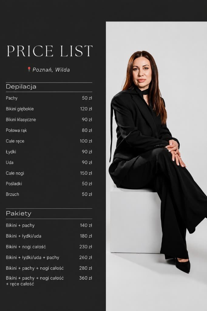 Cennik depilacji laserowej Poznań — laser hair removal Oksamit Laser Wilda